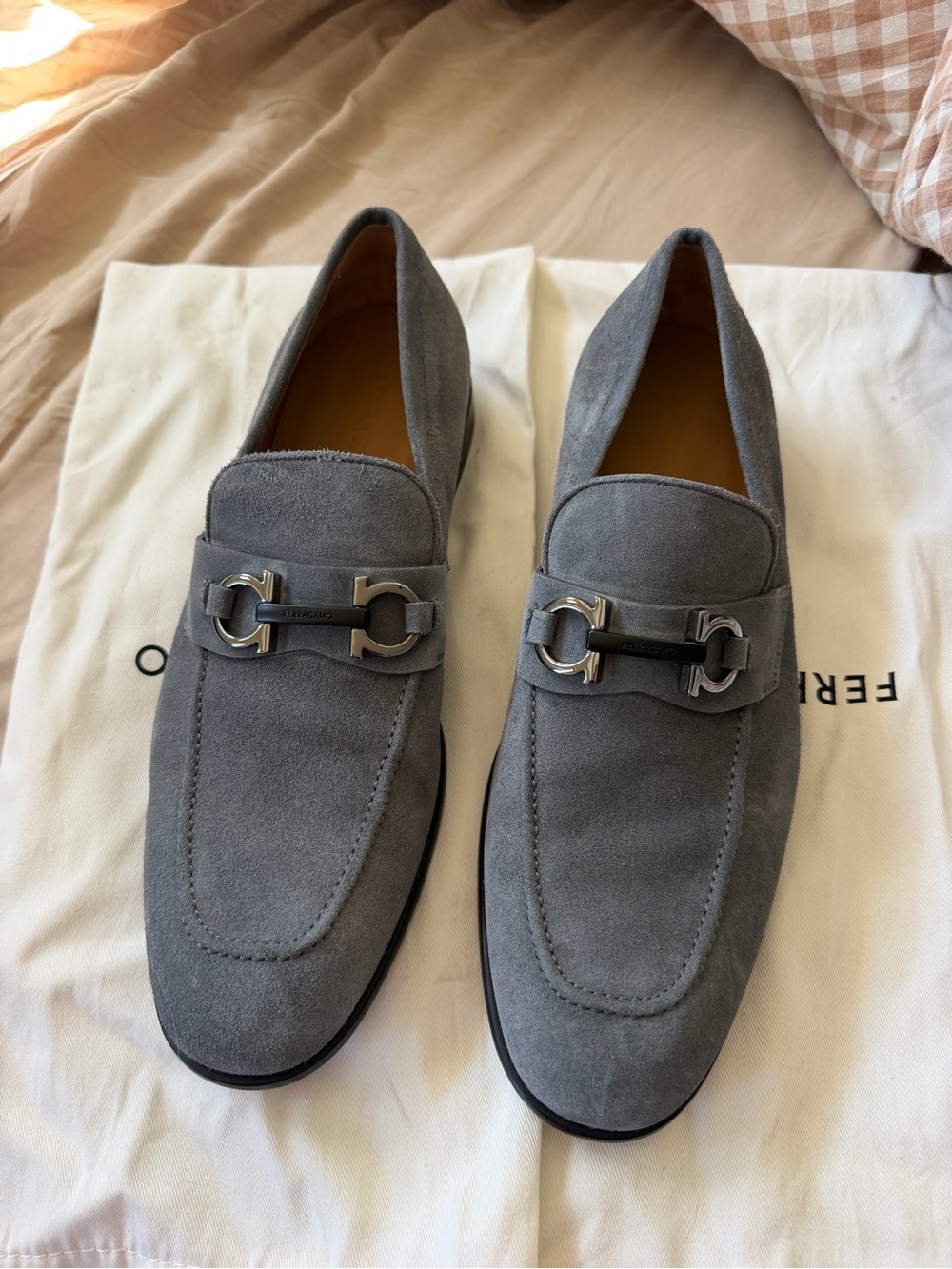 Salvatore Ferragamo Gray Suede Bit Loafers - Picture 2 of 3